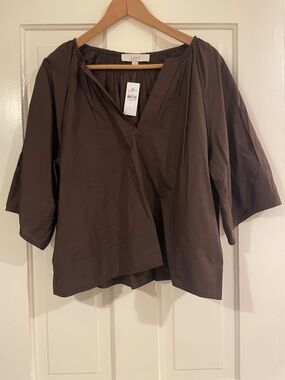 LOFT Brown V-Neck Boxy Women's Blouse